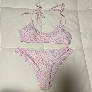 Pink and white polkadot Tie SHEIN bikini